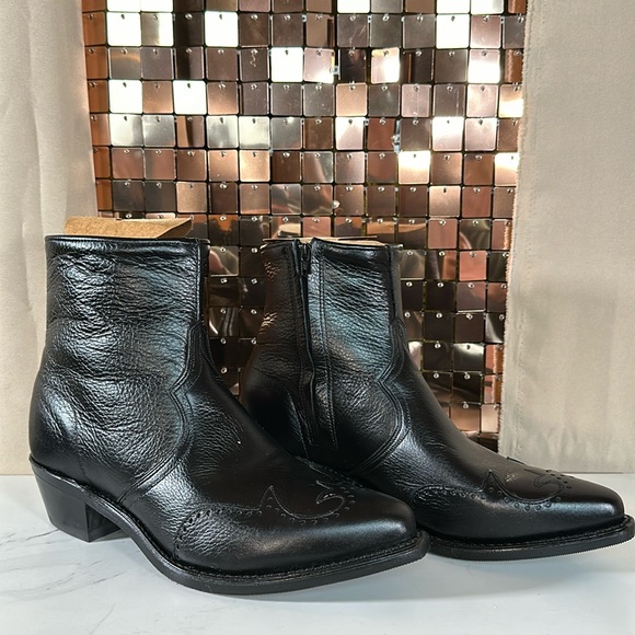 Abilene Boot Co. Other - Vintage Abilene Like New Black Leather Cowboy Ankle Boot w Zipper Wester Booties